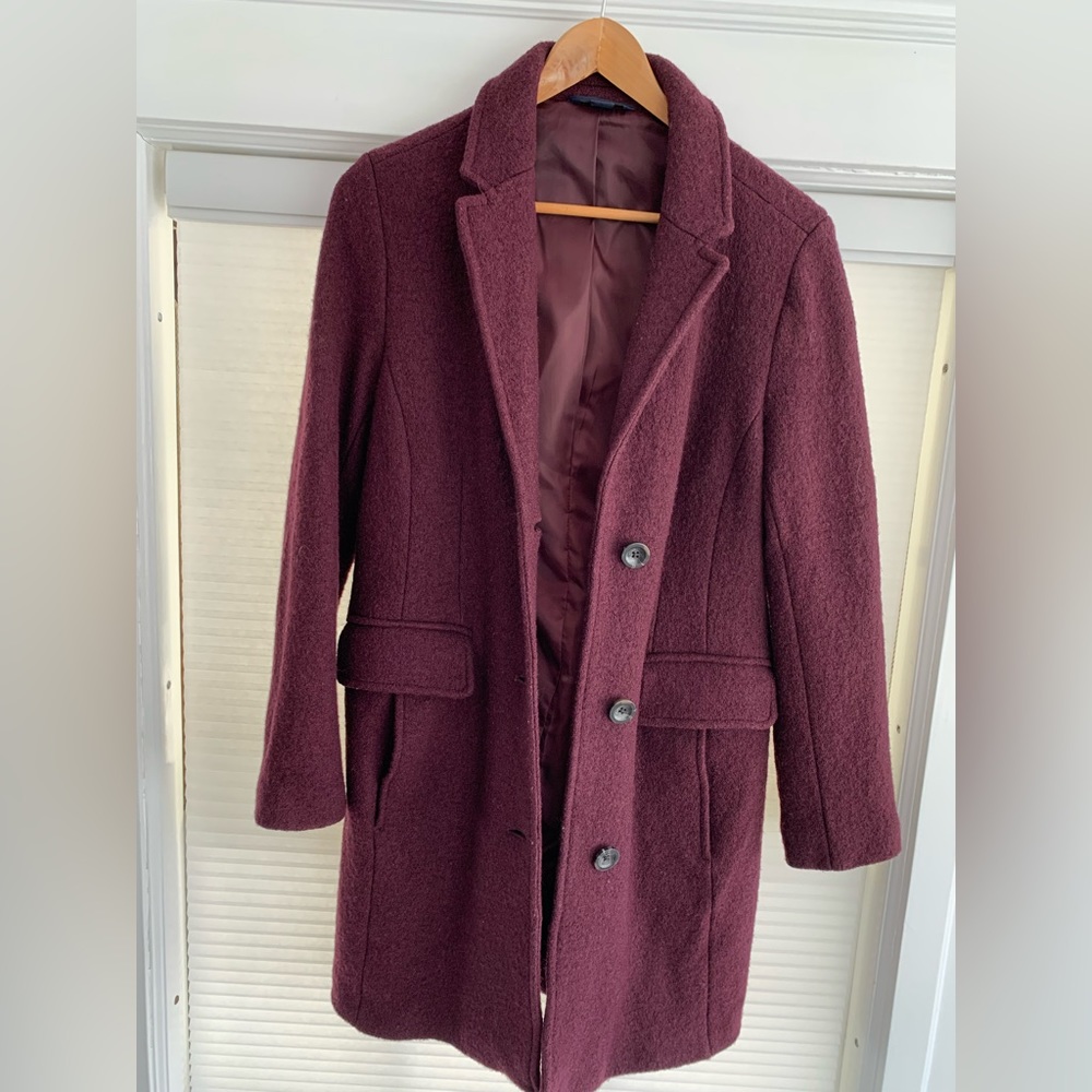 Land’s End wool coat dark wine color size 8